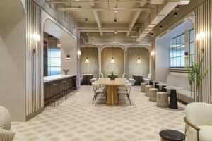 Pretoria coworking space with eco-conscious commercial carpet tiles, collaborative seating, and acoustic insulation for quiet zones.